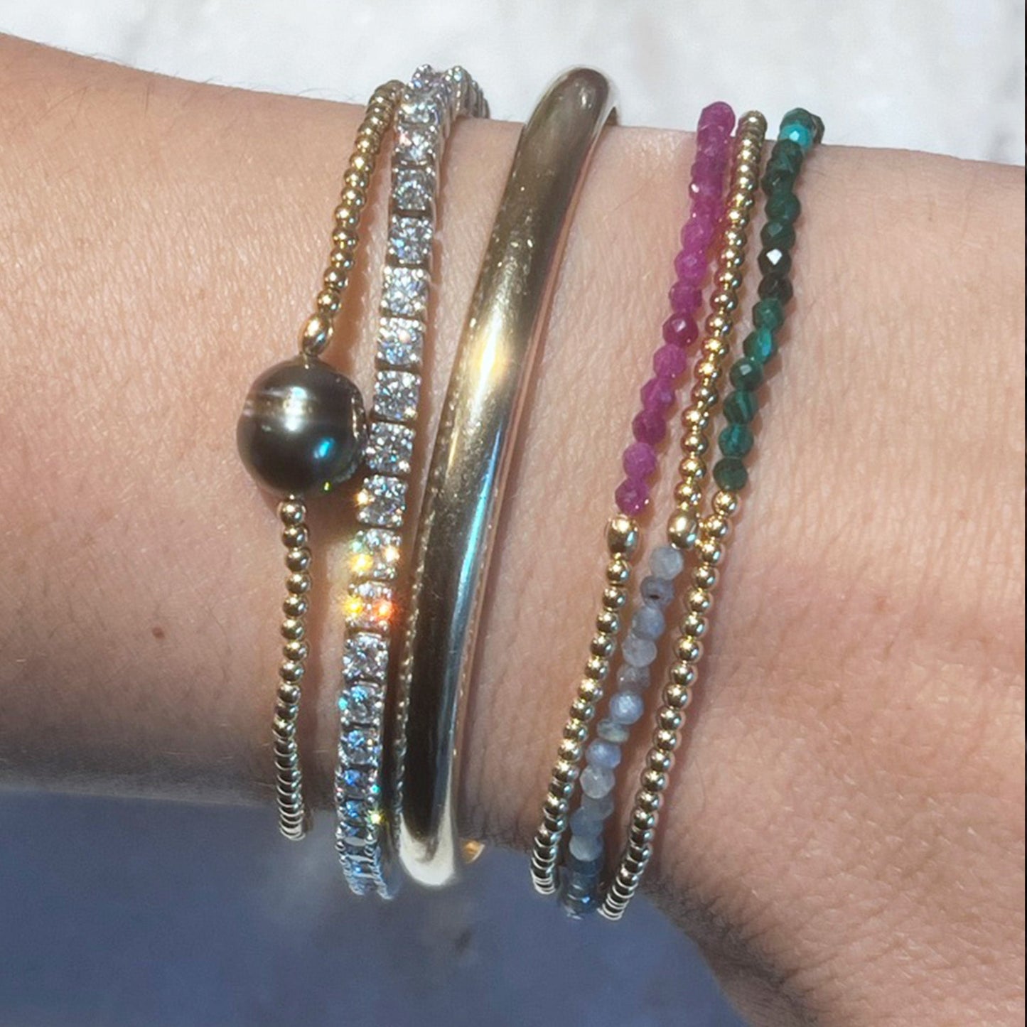 14K Gold & Precious Stone Bracelet Set - NICKY CLARK INTERIORS
