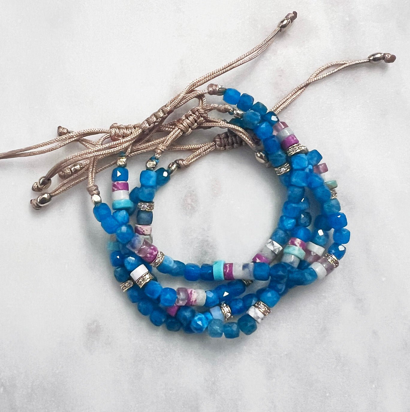 Blue Adventurine Bracelet with Adjustable Cord - NICKY CLARK INTERIORS
