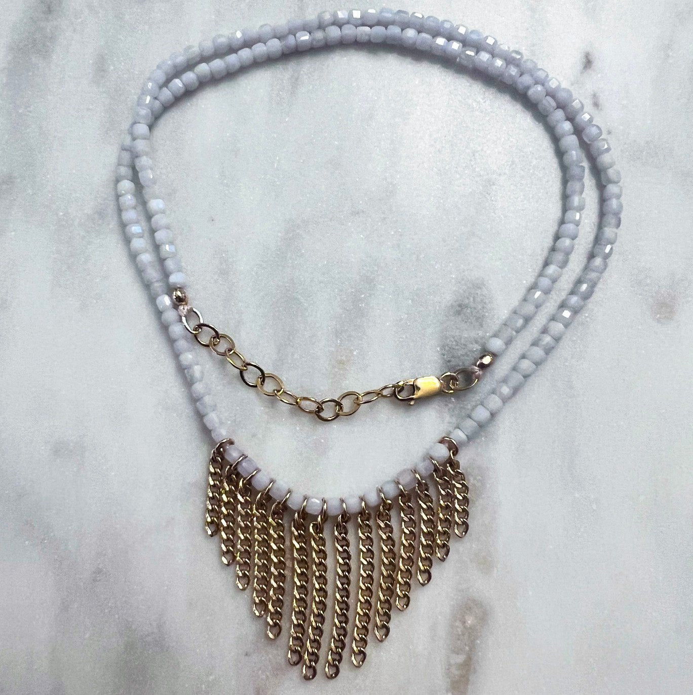 Boho Semi - Precious Stone Fringe Necklace - NICKY CLARK INTERIORS