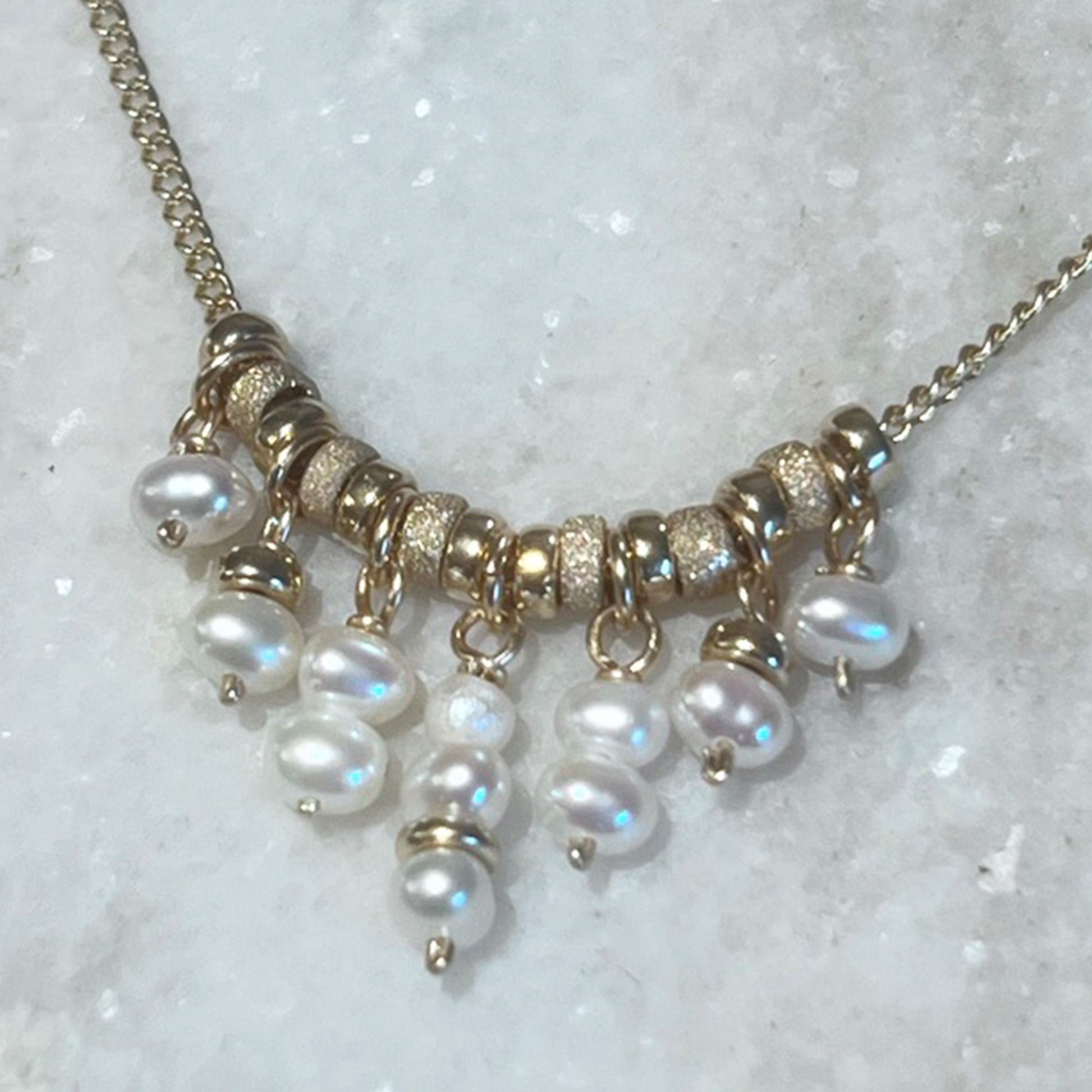 14k Gold and Pearl Fringe Necklace - NICKY CLARK INTERIORS