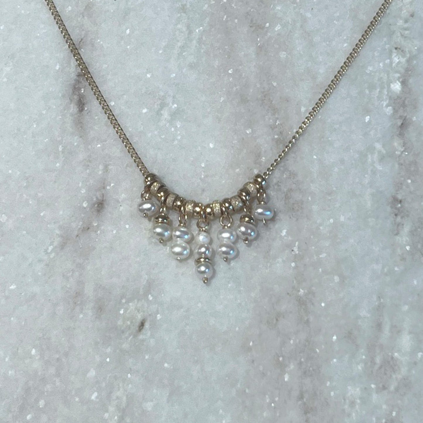14k Gold and Pearl Fringe Necklace - NICKY CLARK INTERIORS