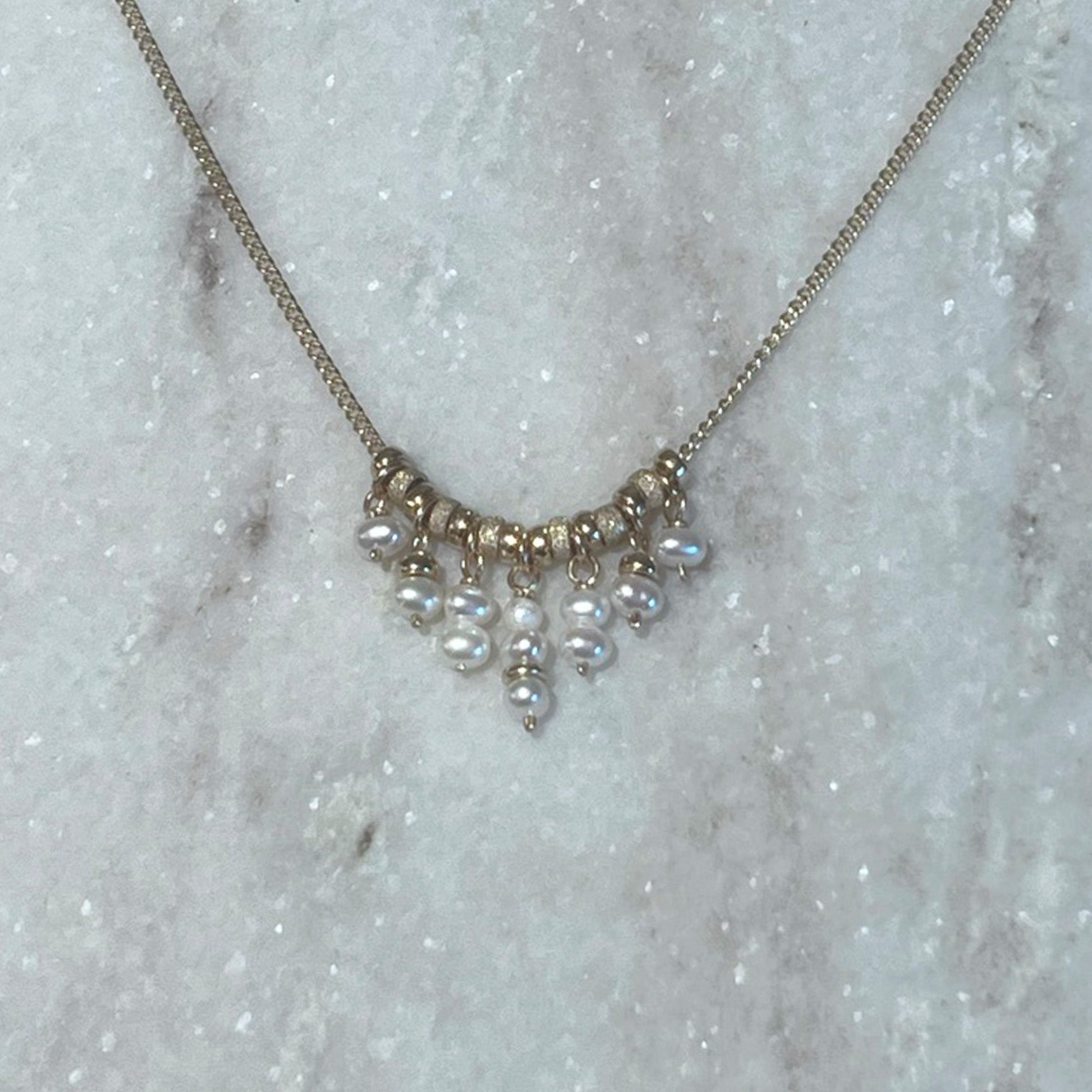 14k Gold and Pearl Fringe Necklace - NICKY CLARK INTERIORS