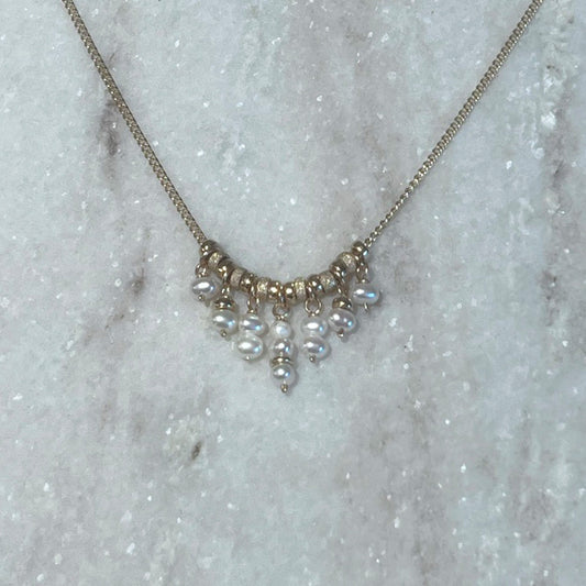 14k Gold and Pearl Fringe Necklace - NICKY CLARK INTERIORS