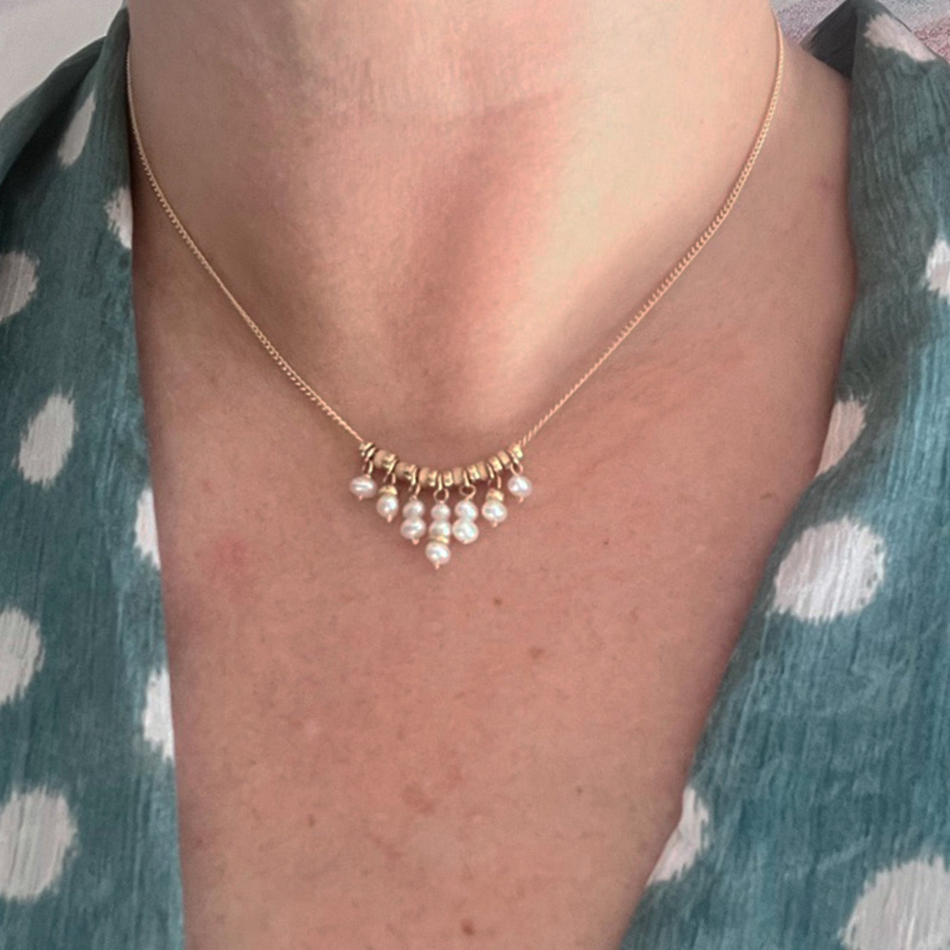 14k Gold and Pearl Fringe Necklace - NICKY CLARK INTERIORS