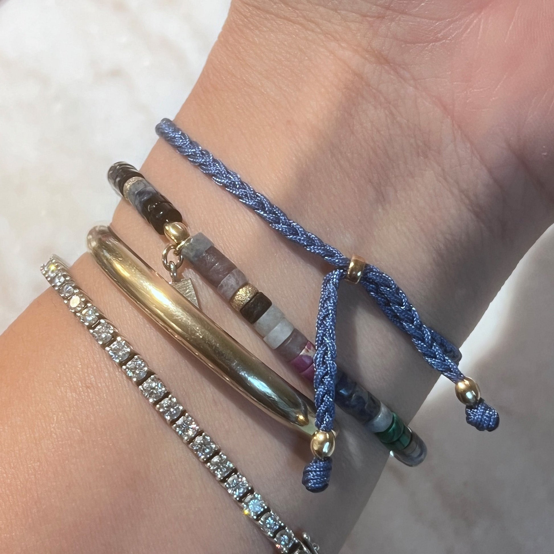 14k Gold Bar & Cord Bracelet - NICKY CLARK INTERIORS