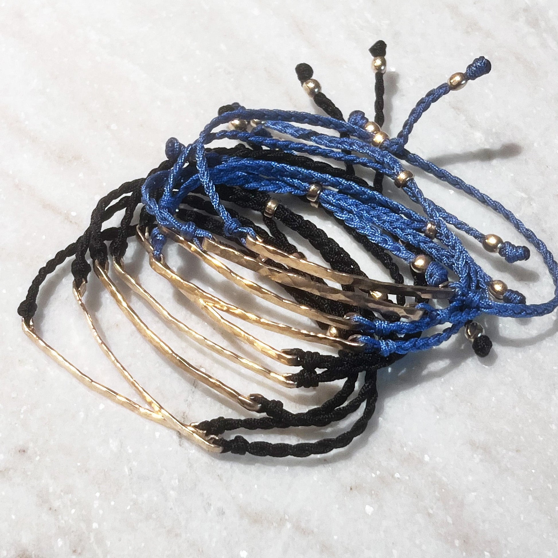 14k Gold Bar & Cord Bracelet - NICKY CLARK INTERIORS