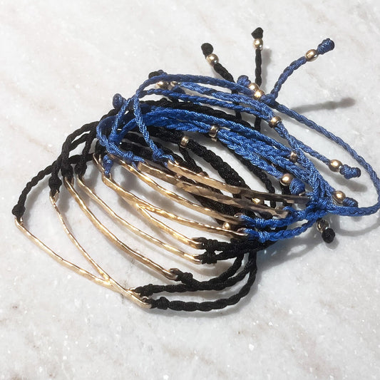 14k Gold Bar & Cord Bracelet - NICKY CLARK INTERIORS