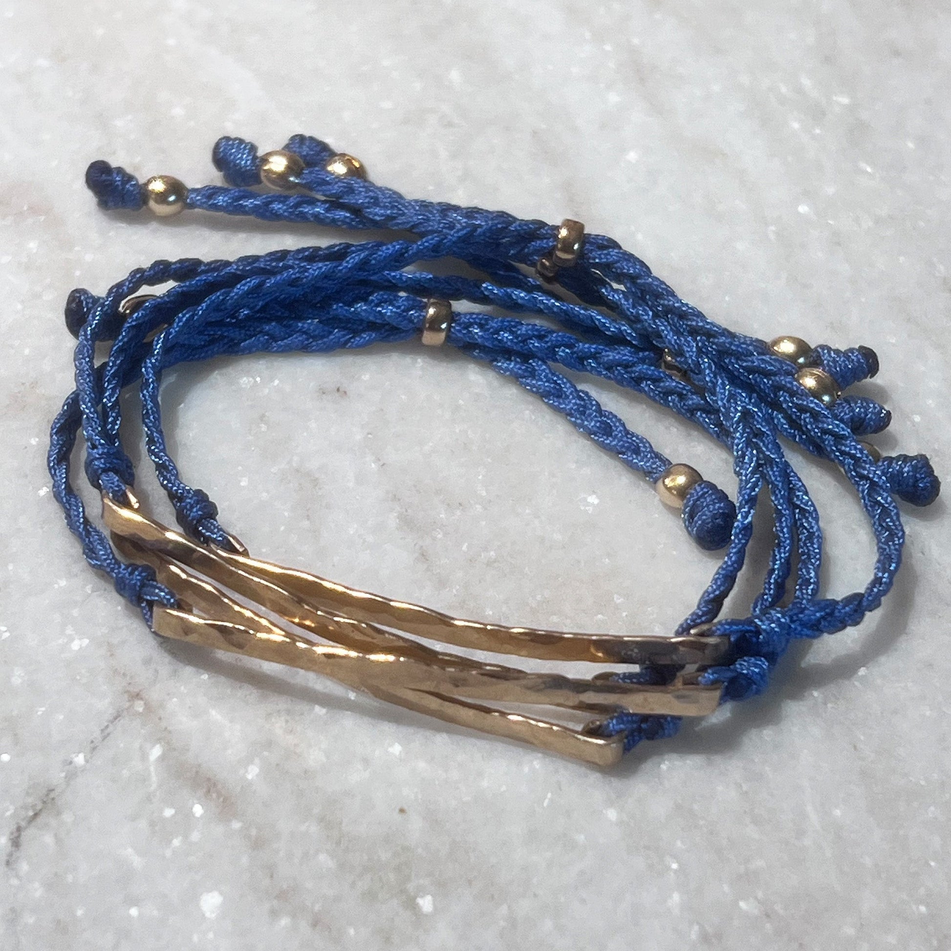 14k Gold Bar & Cord Bracelet - NICKY CLARK INTERIORS