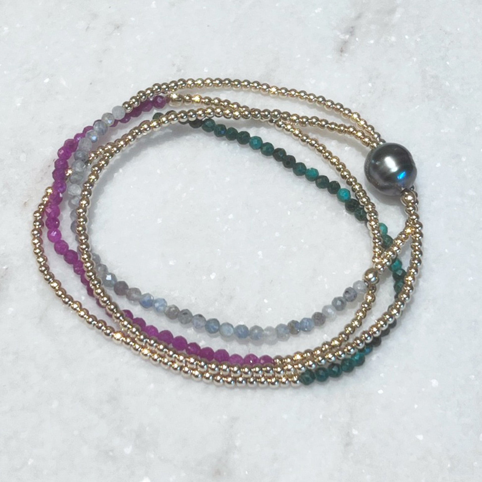 14K Gold & Precious Stone Bracelet Set - NICKY CLARK INTERIORS