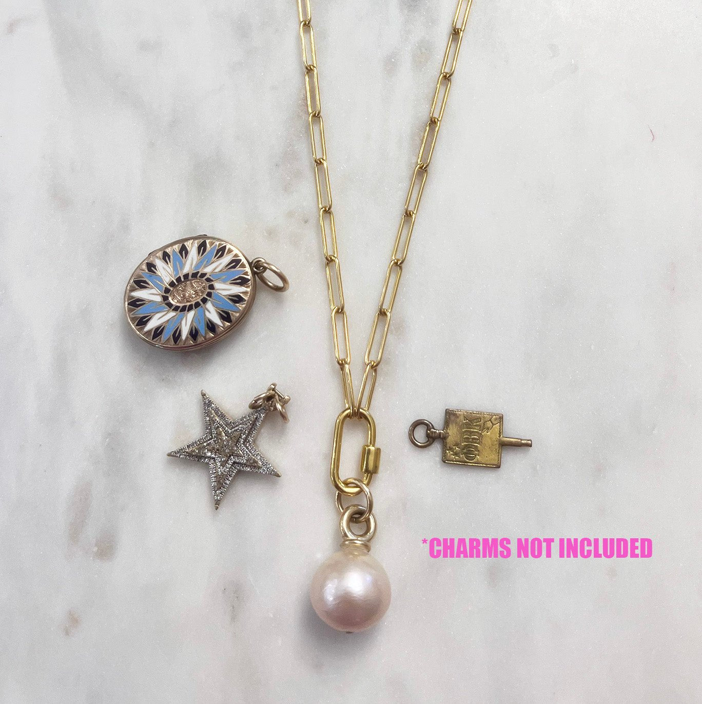 14K Paperclip Necklace with Carabiner Clasp - NICKY CLARK INTERIORS