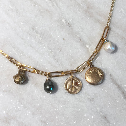 14K Vintage Charm Necklece - NICKY CLARK INTERIORS