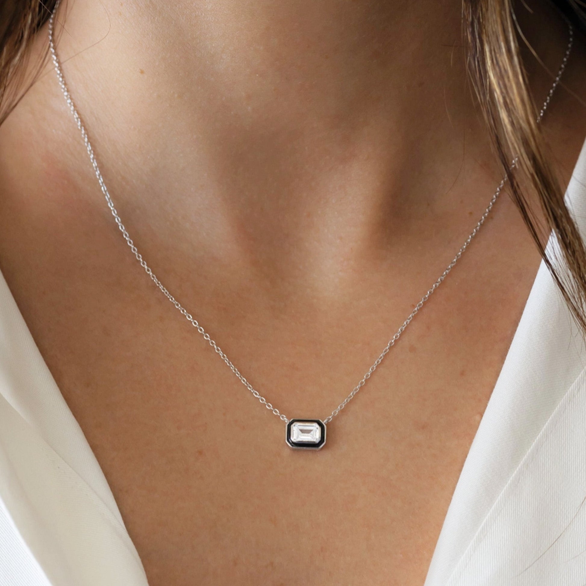 Baguette Stone & Enamel Necklace - NICKY CLARK INTERIORS