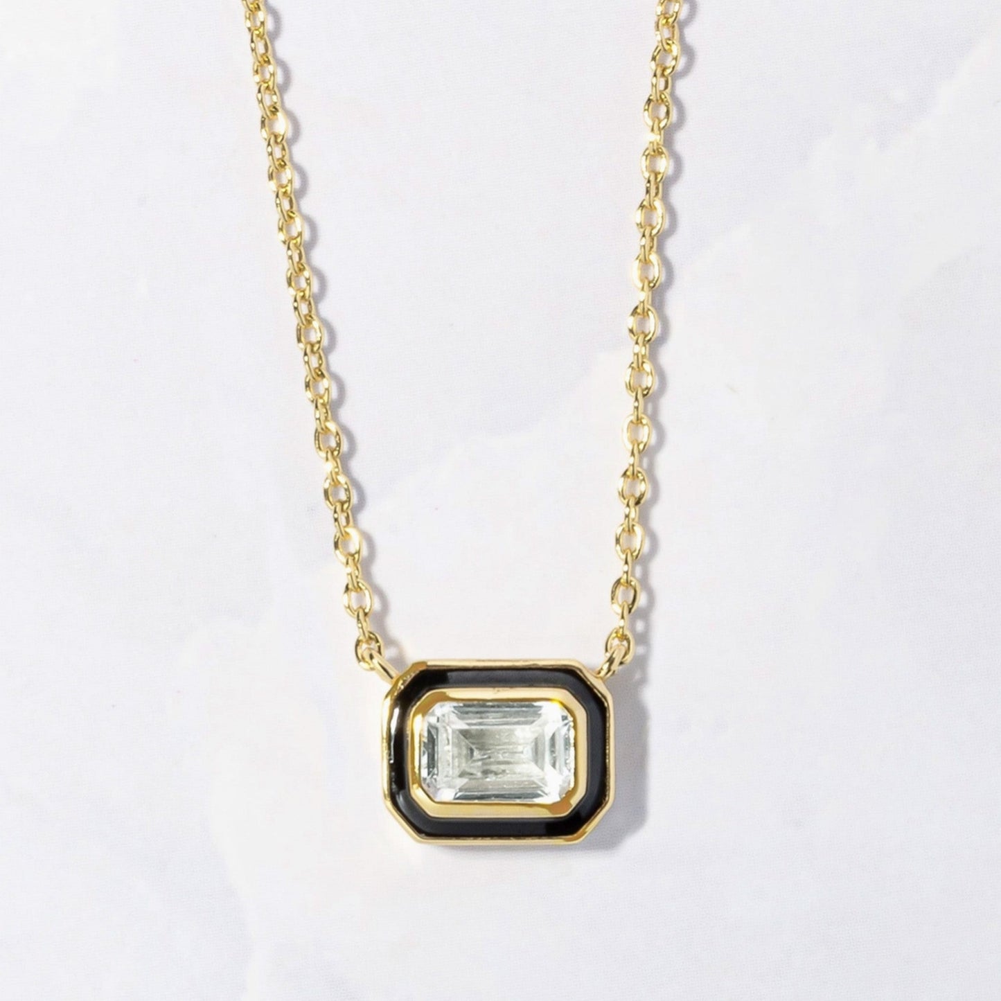 Baguette Stone & Enamel Necklace - NICKY CLARK INTERIORS