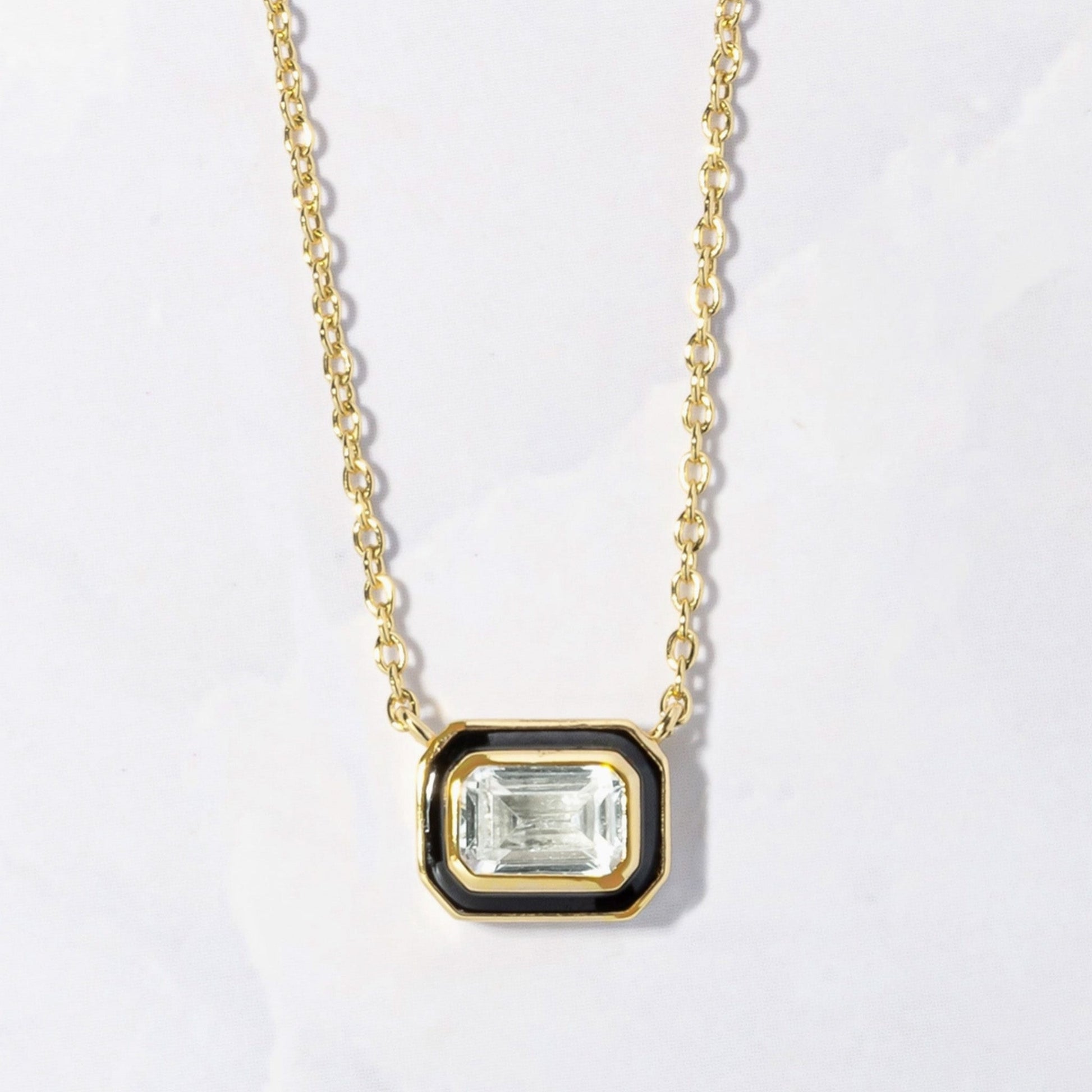 Baguette Stone & Enamel Necklace - NICKY CLARK INTERIORS