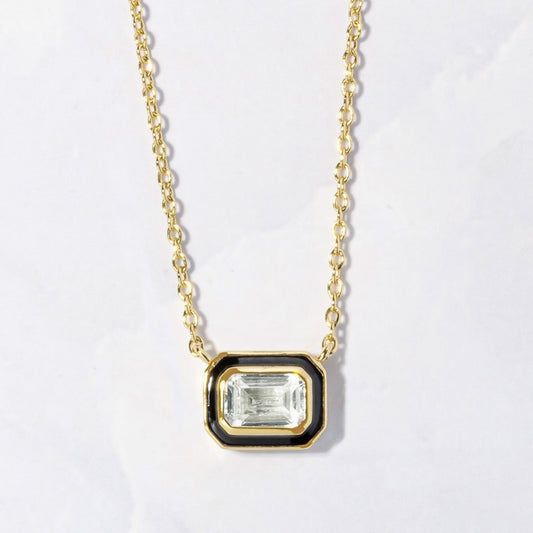 Baguette Stone & Enamel Necklace - NICKY CLARK INTERIORS