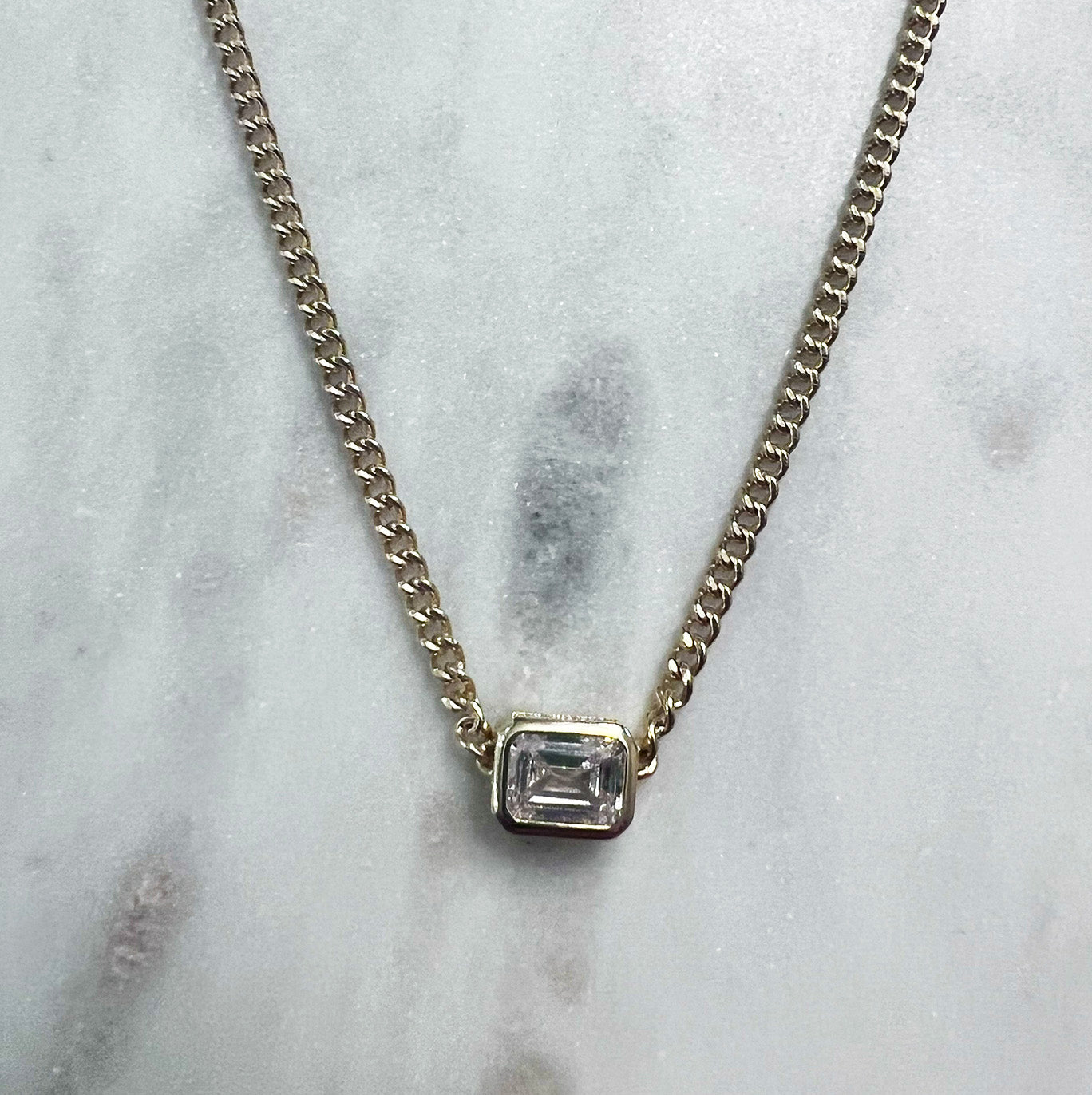 Baguette Stone Necklace with Heavy Chain - NICKY CLARK INTERIORS