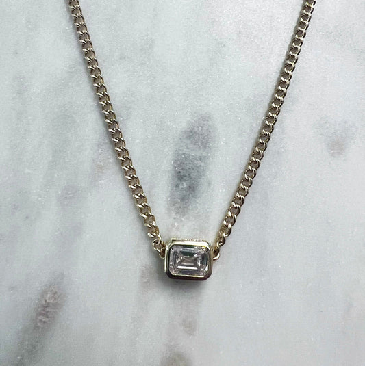 Baguette Stone Necklace with Heavy Chain - NICKY CLARK INTERIORS