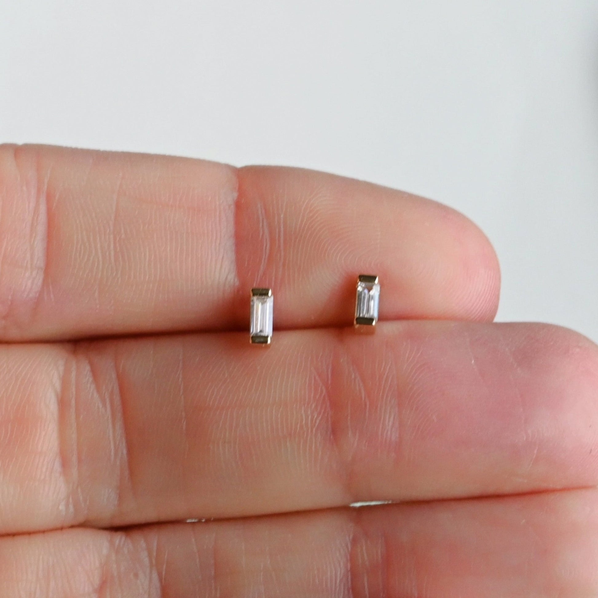 Baguette Stud Earrings (Gold Vermeille) - NICKY CLARK INTERIORS