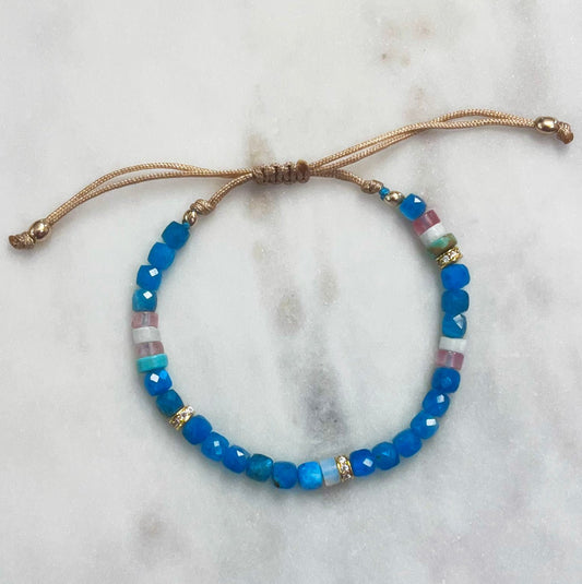 Blue Adventurine Bracelet with Adjustable Cord - NICKY CLARK INTERIORS