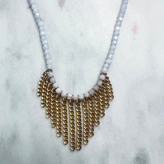 Boho Semi - Precious Stone Fringe Necklace - NICKY CLARK INTERIORS