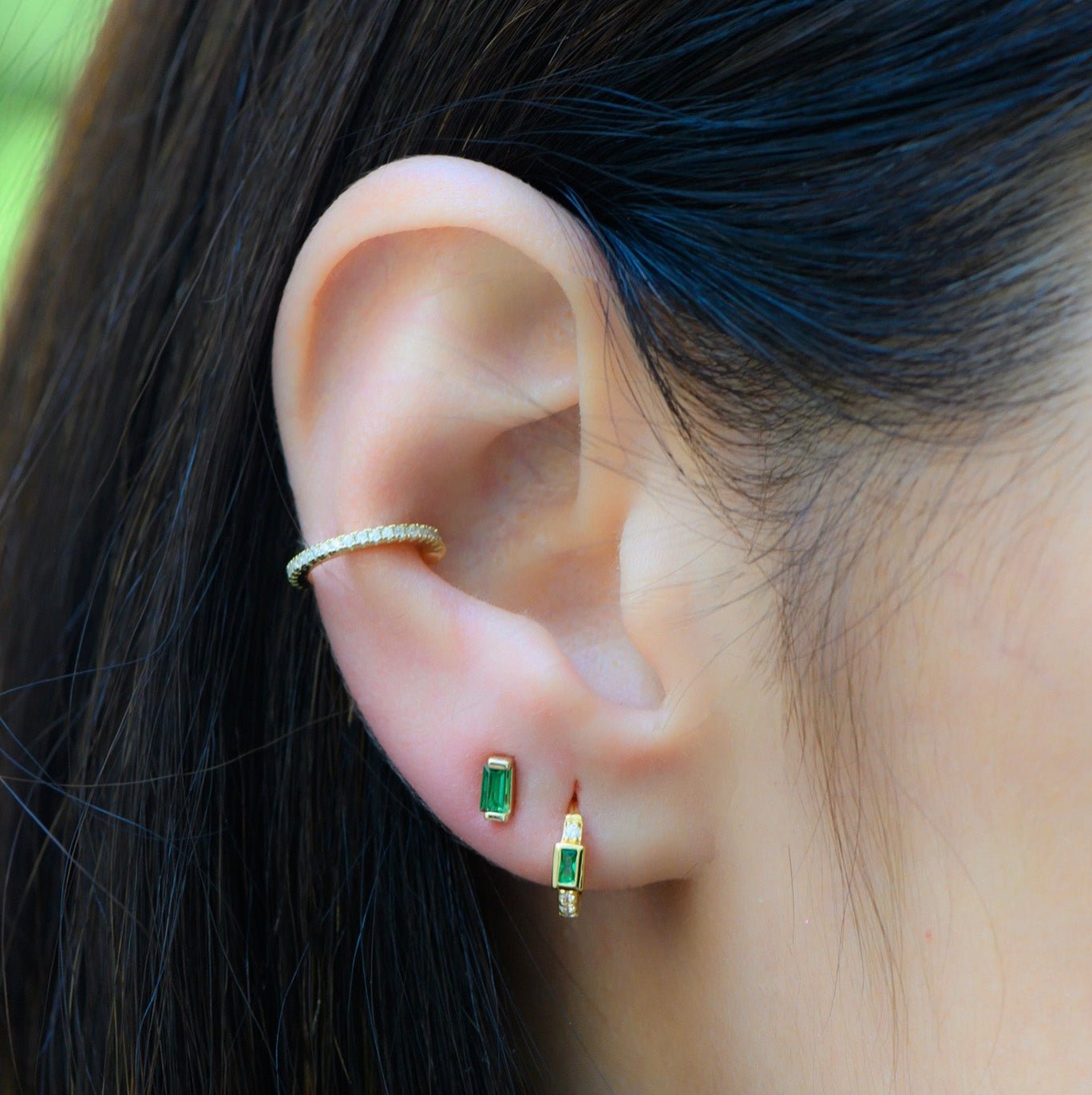 Emerald Green Baguette Stud Earrings - NICKY CLARK INTERIORS