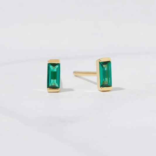 Emerald Green Baguette Stud Earrings - NICKY CLARK INTERIORS