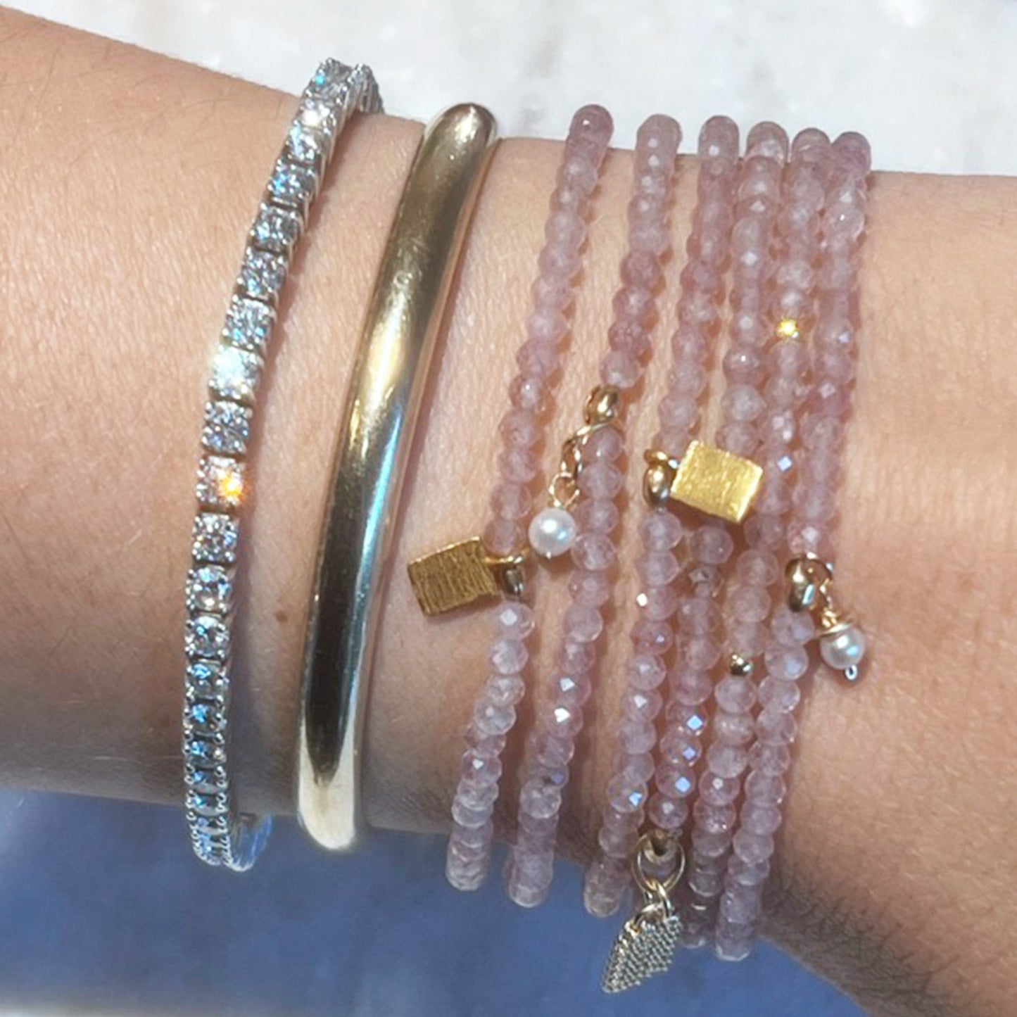 Rose Quartz Bracelet Set - NICKY CLARK INTERIORS