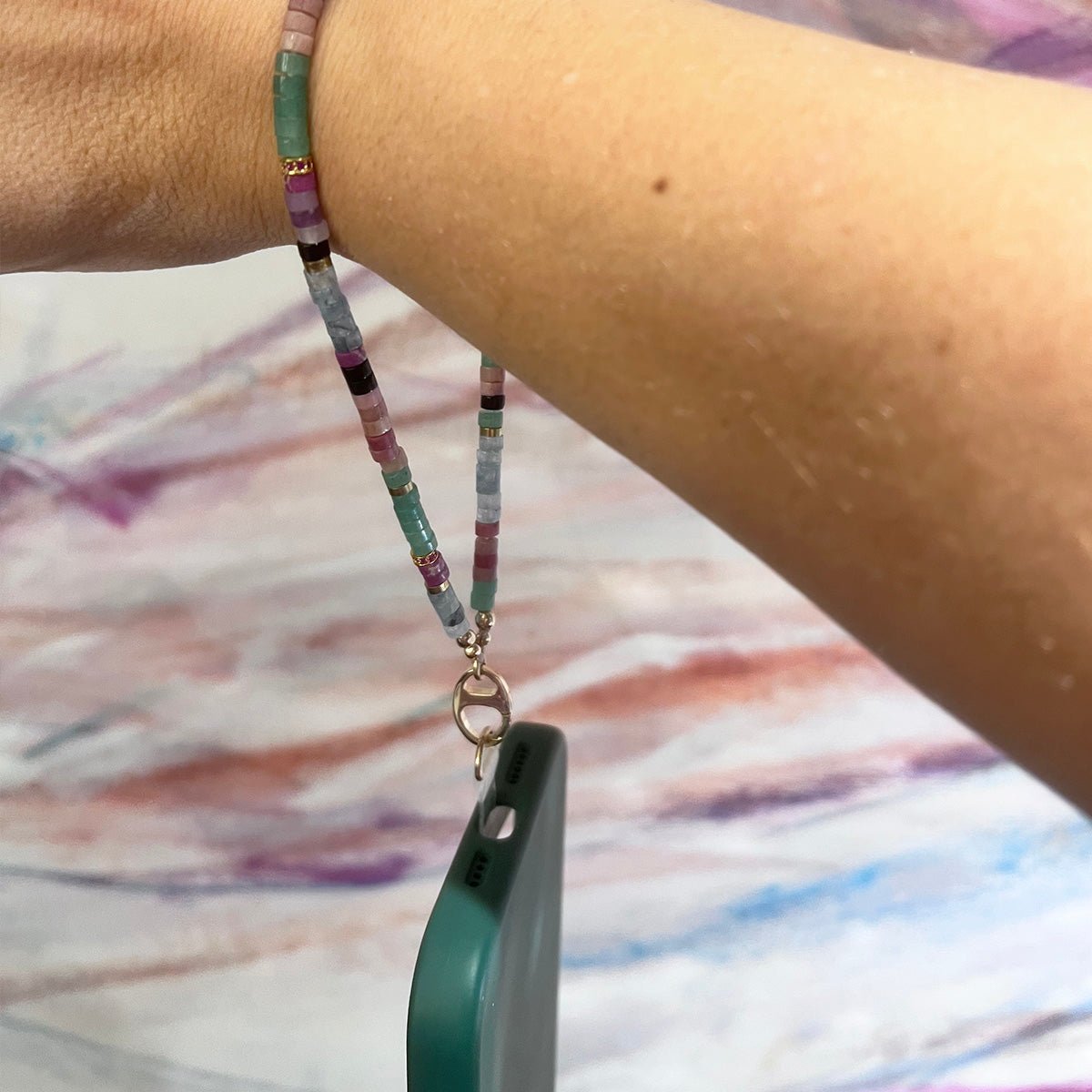 Semi Precious Heshi Bead Cell Phone Bracelet - NICKY CLARK INTERIORS