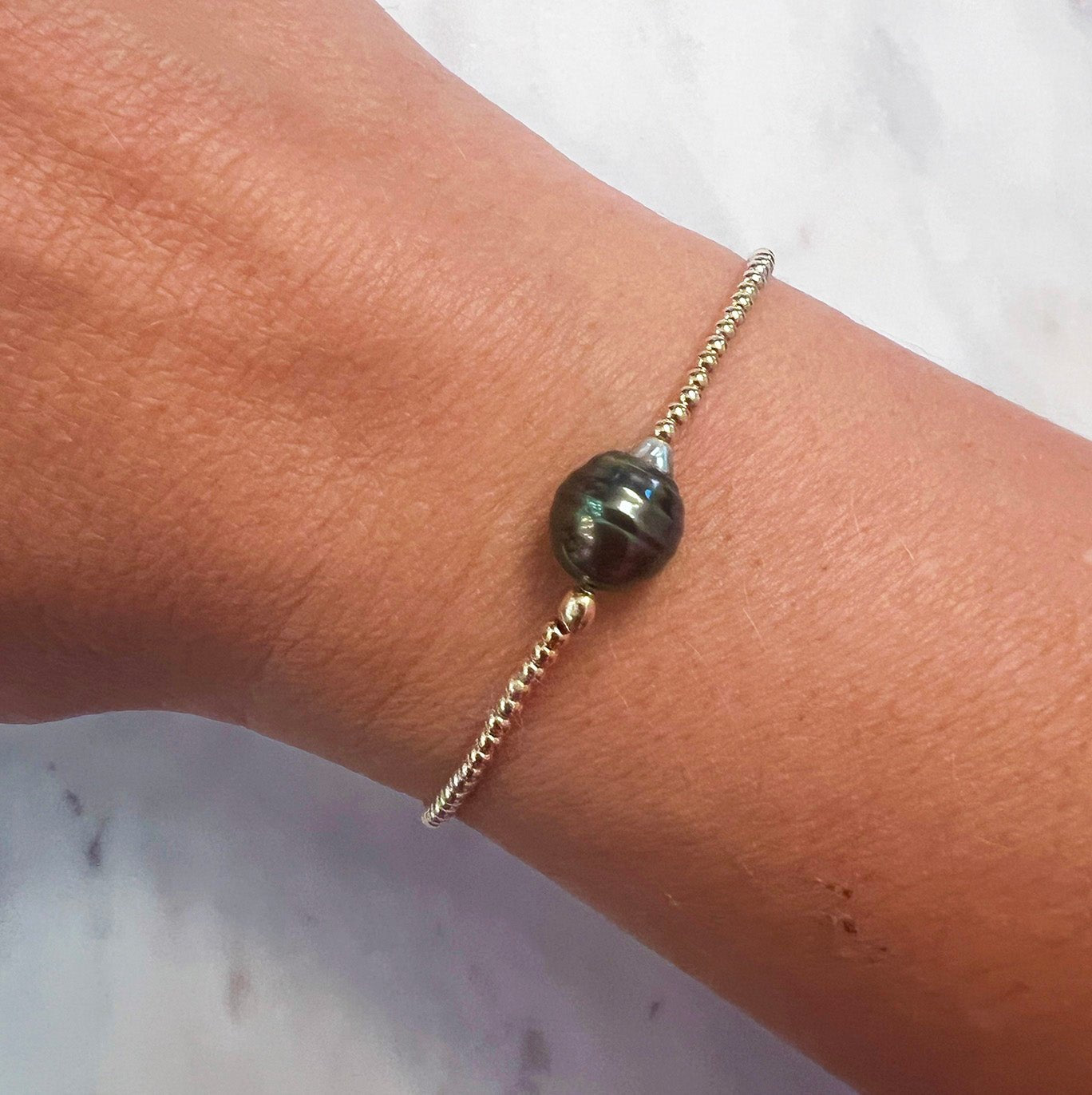 Tahitian Pearl & Gold Stacking Bracelet - NICKY CLARK INTERIORS