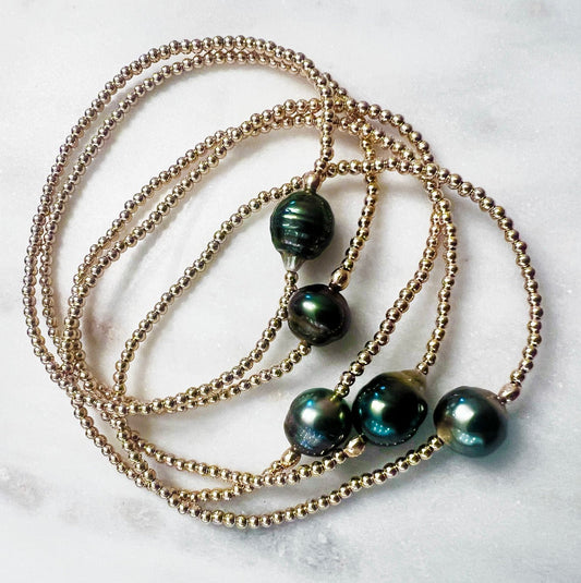 Tahitian Pearl & Gold Stacking Bracelet - NICKY CLARK INTERIORS